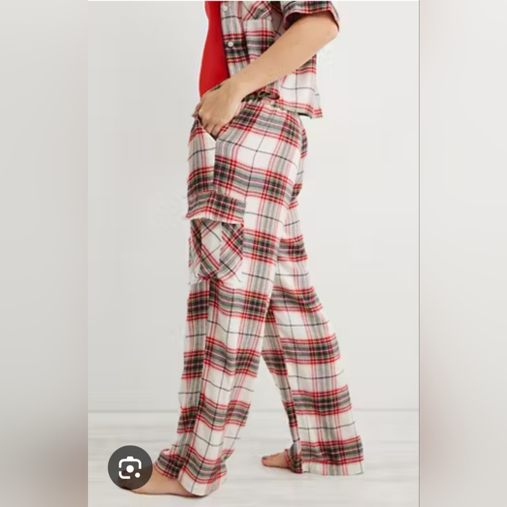 NWT XL AERIE Cotton Blend Flannel Sleep Skater Pant with Cargo and Side Pockets